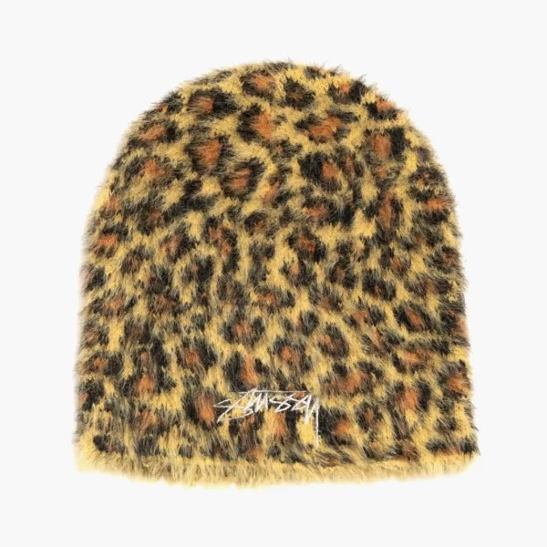 Stussy Leopard Pattern Skullcap Brown
