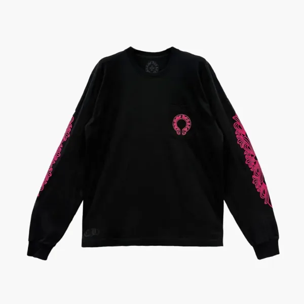 Chrome Hearts Horseshoe-Print Long-Sleeve Top Black