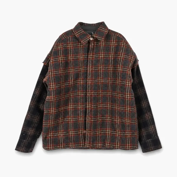 ARNODEFRANCE Double Flannel Overshirt Brown