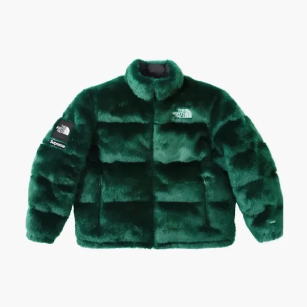 Supreme X The North Face Faux Faur Nuptse Jacket Green