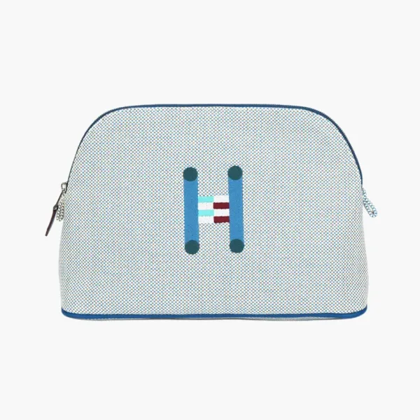 HERMES Bolide handbag in Cotton Cyan Blue & Gray