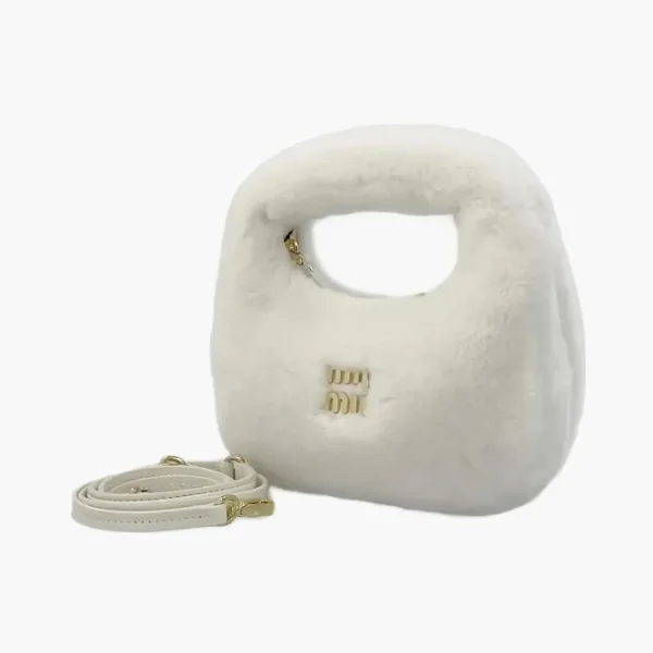 Miu Miu Wander Series Shoulder Bag In Sheepskin White