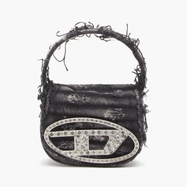 Diesel 1DR Iconic Mini Bag Iconic Canvas And Crystals Black