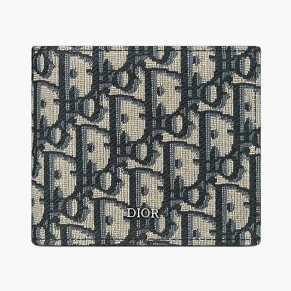 Dior Compact Wallet Dior Oblique Jacquard Beige and Black