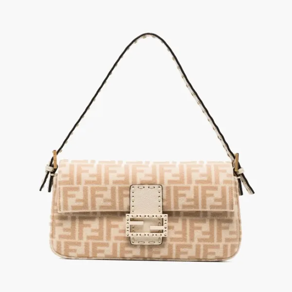 Fendi Baguette 1976 Large Wool Bag Beige/Brown
