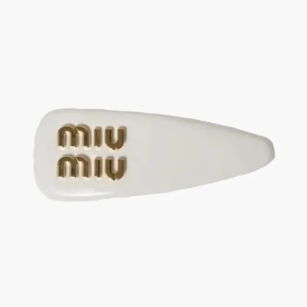 Miu Miu Patent Leather Hair Clip White