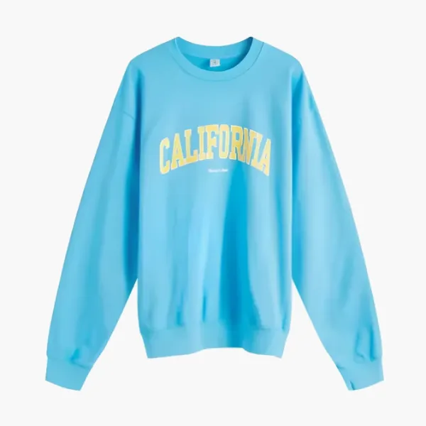 Sporty & Rich Sweatshirt Mens Light Blue California Crewneck