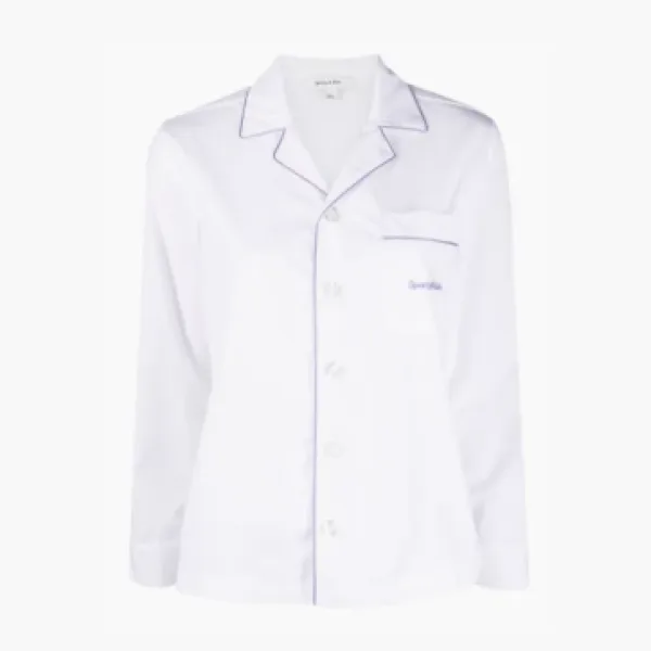 Sporty & Rich chest-pocket cotton pyjama top WMNS White