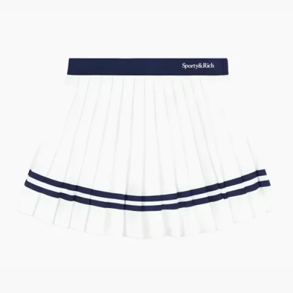 Sporty & Rich Logo-print Pleated Skirt White