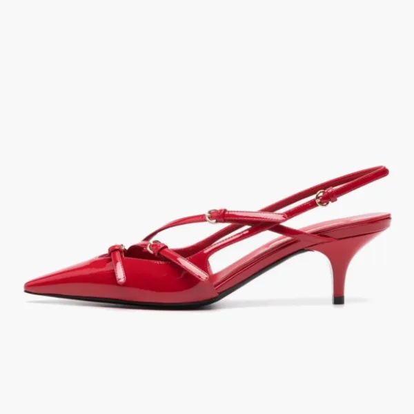 Miu Miu Patent Leather Slingbacks With Buckles Red