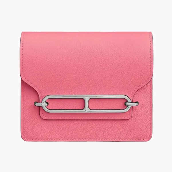 Hermes Roulis Calfskin Pig Nose Card Holder Fanny Pack Coin Purse Pink