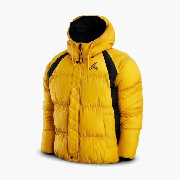 Jordan Wide Stripe Zipper Hooded Winter Jacket Men's Yellow