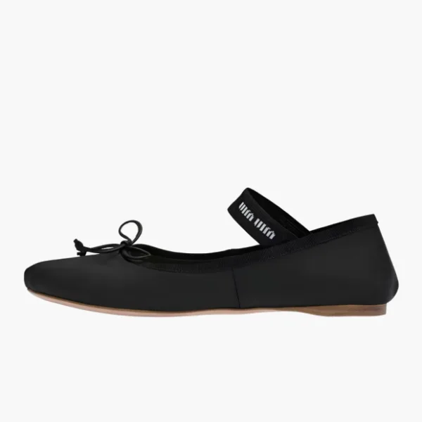 Miu Miu Satin Ballerinas Black