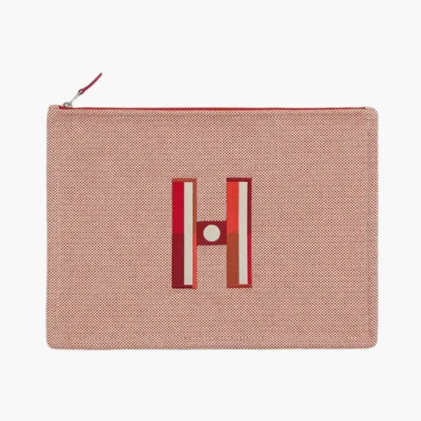 Hermes Cotton Storage Bags Clutches Large Size Red