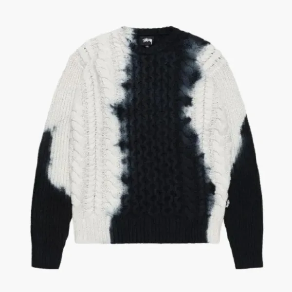 Stussy FW23 Tie Dye Fisherman Sweater Black
