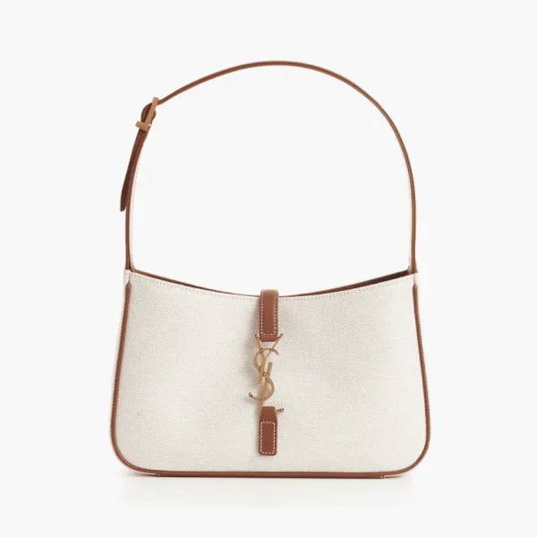 Saint Laurent Le 5 À 7 Canvas Shoulder Bag Grey/Brick