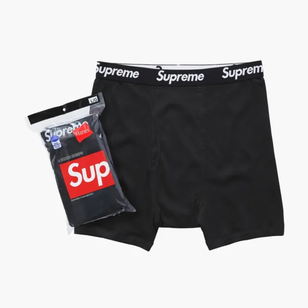 Supreme Hanes Boxer Briefs 4 Pack Black