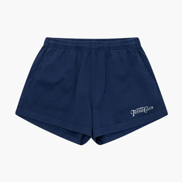Sporty & Rich Rizzoli Logo Printed Track Shorts Navy Blue