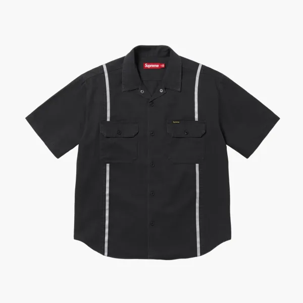 Supreme Reflective Stripe Short-Sleeve Work Shirt Black