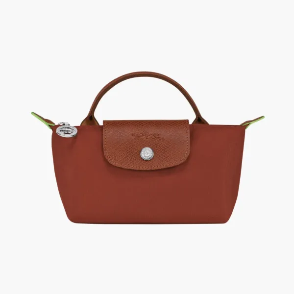 Longchamp Le Pliage Green Handle Pouch Chestnut