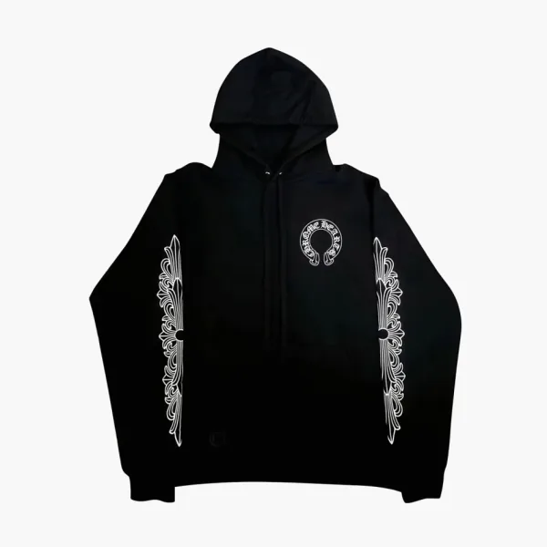 Chrome Hearts Horse Shoe Floral Hoodie Black