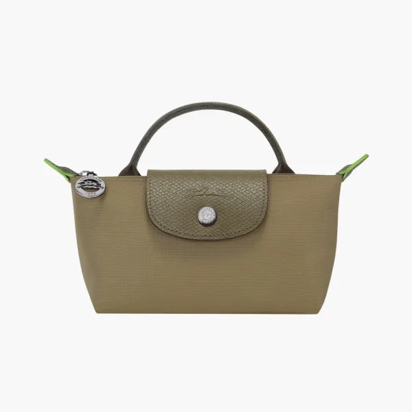 Longchamp Le Pliage Green Handle Pouch Artichoke