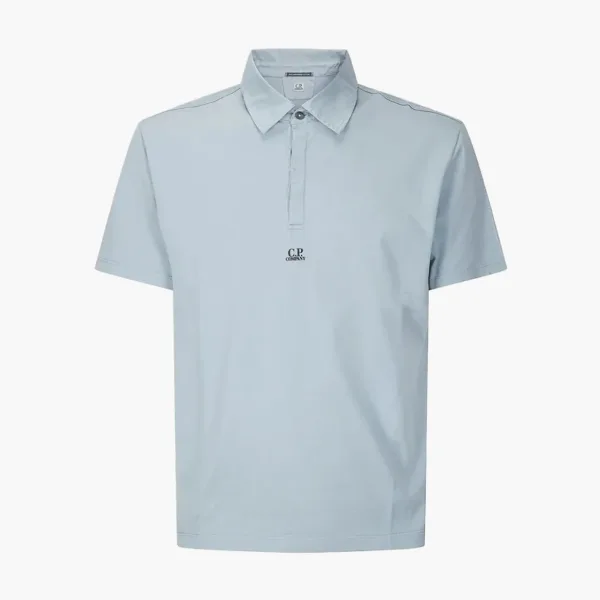 C.P. Company Mercerized Jersey Gasato Polo Shirt Silver Blue