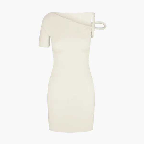 Khy Sueded Stretch Twist Mini Dress Stone