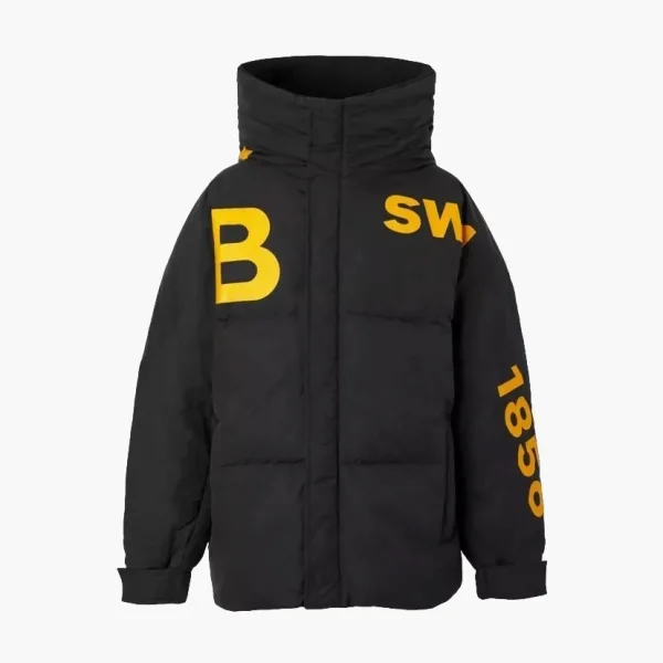 Burberry Horseferry Print Nylon Hooded Puffer Jacket Black/Yellow