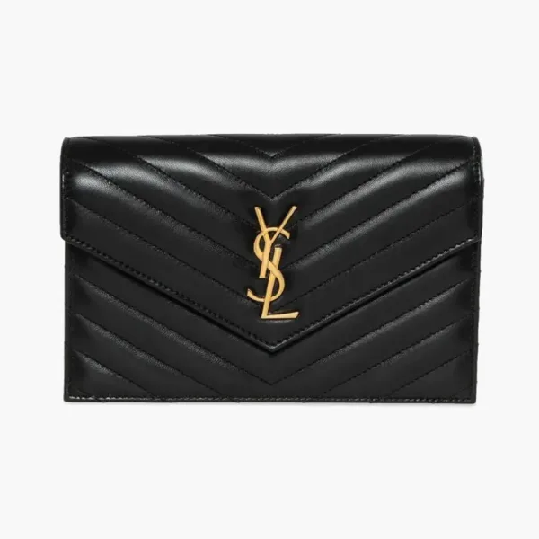 Saint Laurent Envelope Chain Wallet Noir