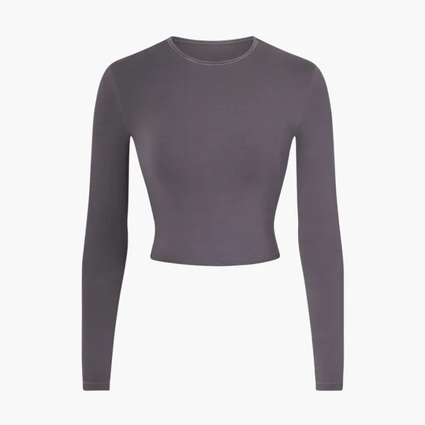 Skims New Vintage Cropped Long Sleeve T-Shirt Ash