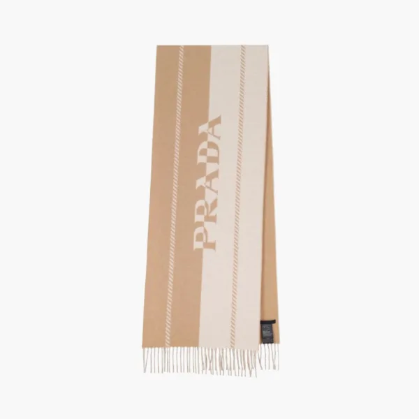 Prada Wool Knit Scarves Women Beige
