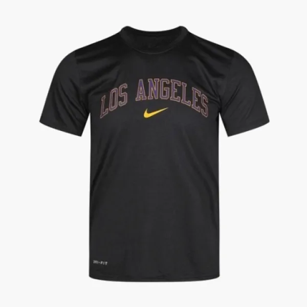 Nike x Los Angeles Lakers NBA Basketball Training Quick Dry Short Sleeve Black 