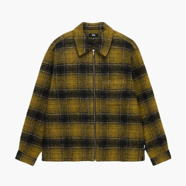 Stussy Wool Plaid Zip Shirt Yellow