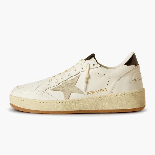 Golden Goose Ball Star White Black Heel