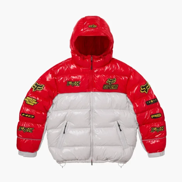 Supreme x Fox Racing Shiny Down Puffer Jacket White