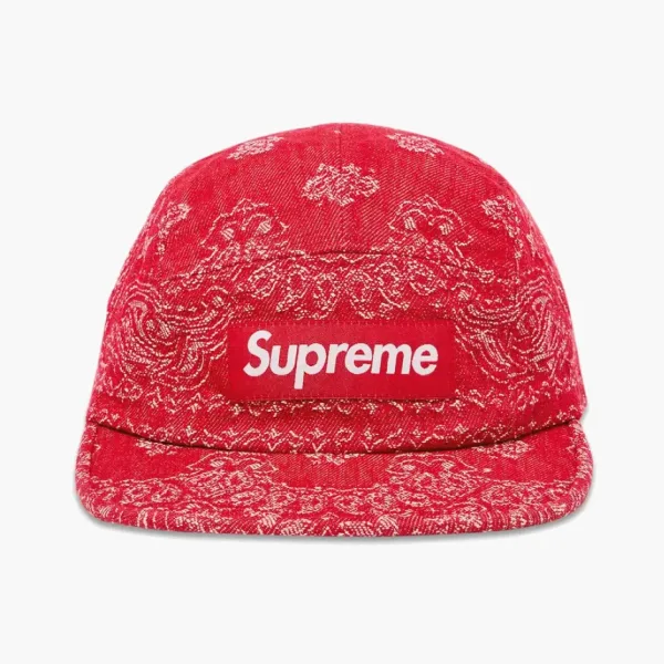 Supreme Bandana Jacquard Denim Camp Cap Red
