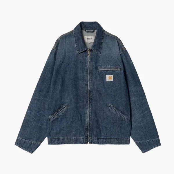 Carhartt WIP OG Detroit Jacket Blue Denim Black Collar