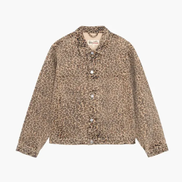 Stussy Trucker Jacket Vintage Denim  Leopard