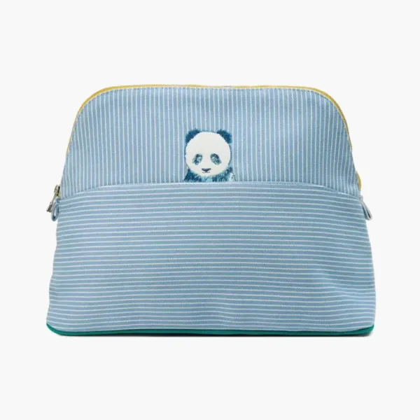 Hermès Bolide Cotton And Polyurethane Handheld Makeup Bag Blue