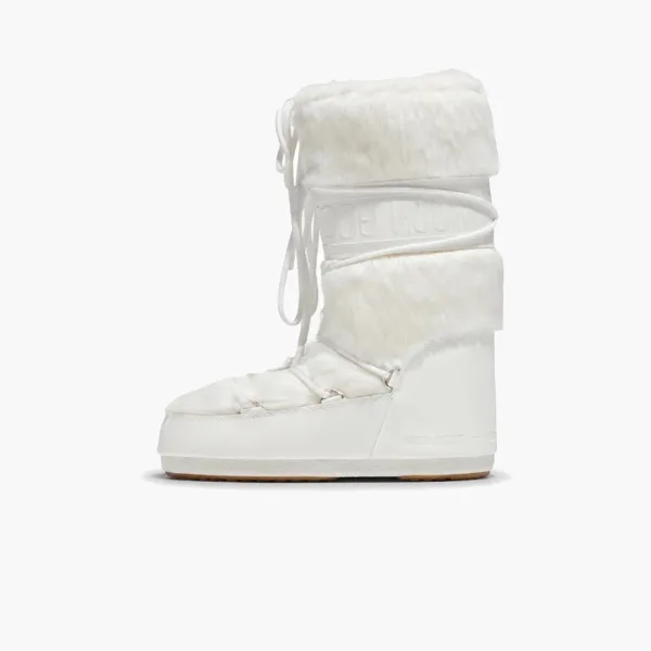 Moon Boot Icon Faux Fur White