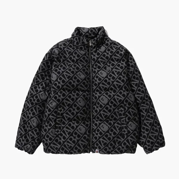 A Bathing Ape Denim Monogram Puffer Down Jacket Black