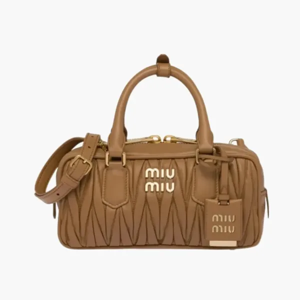 Miu Miu Matelassé Nappa Leather Mini Arcadie Bag Caramel