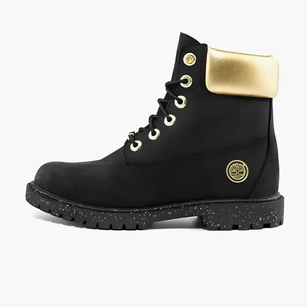 Timberland Heritage 6 Inch Waterproof Boots WMNS Black Nubuck With Gold