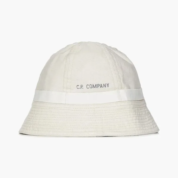 C.P. Company Logo Print Cotton Bucket Hat White