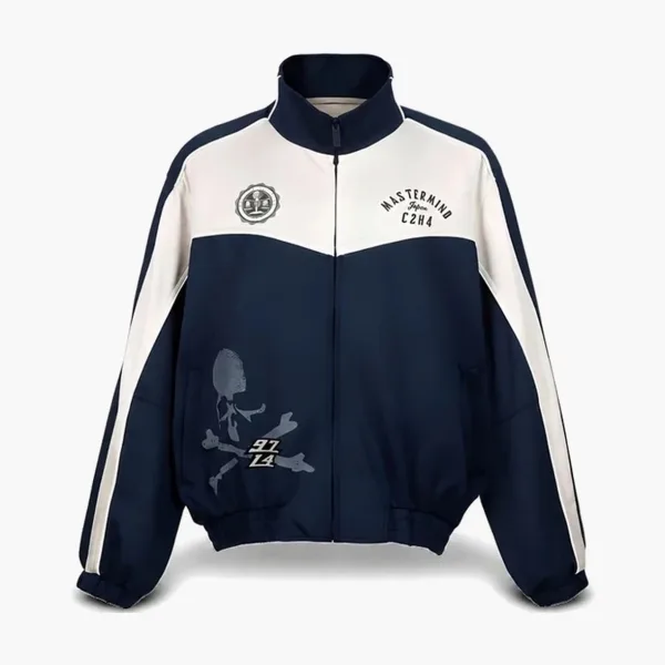 Бомбер C2H4 x Mastermind Japan Logo-Print Zip Blue