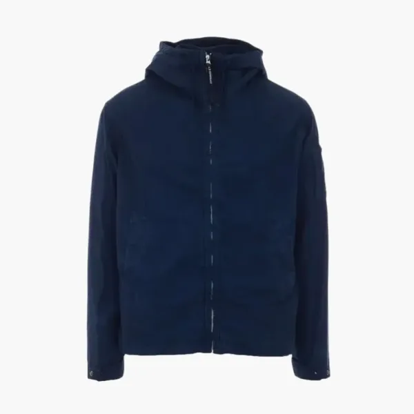 C.P.Company Zippered Closure Hooded Sleeve Jacket Blue