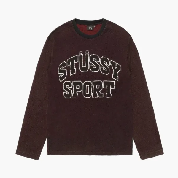 Stussy 2 Tone Cotton Mesh Crew  Black