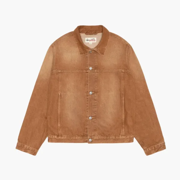 Stussy Trucker Jacket Vintage Denim  Brown