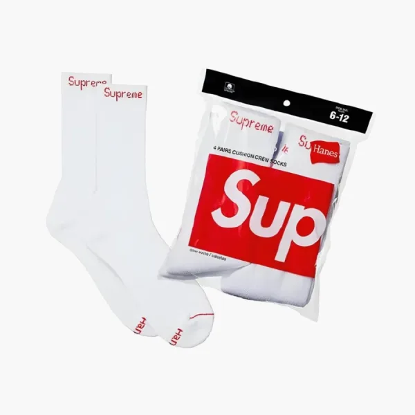 Supreme Hanes Crew Socks White